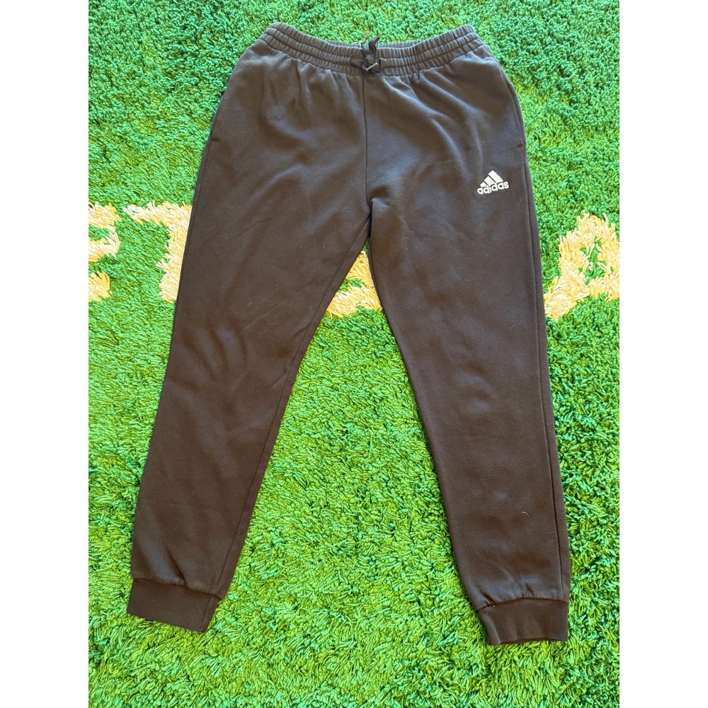 Adidas Joggers Mens M Black Excellent Fleece Lined Sweatpants Tapered Logo